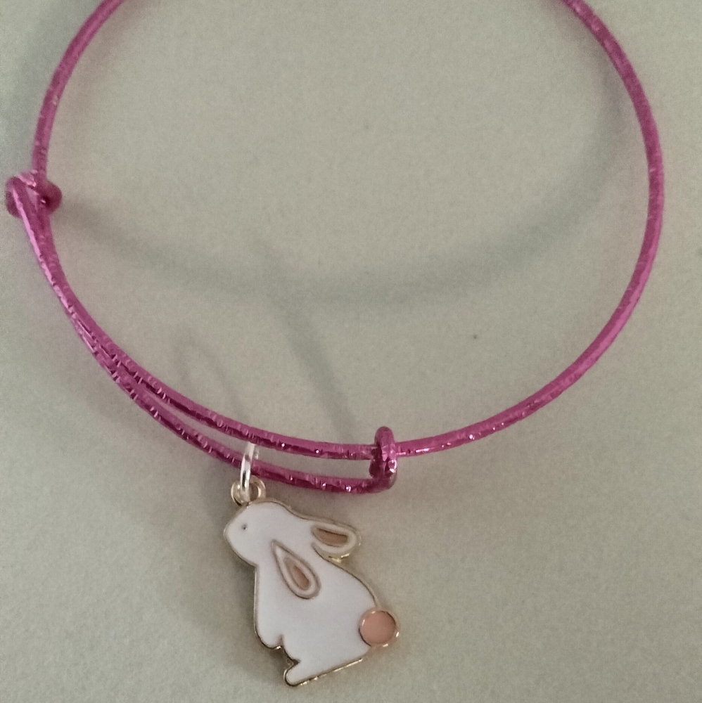 Pink and white bunny on pink bracelet